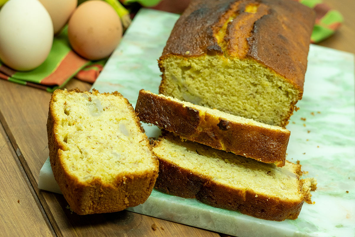 Fatias de bolo de banana.