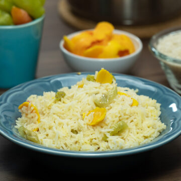 Empratamento arroz de pequi sendo servido.